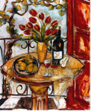 Still Life Wtih Blooming Red Tulips