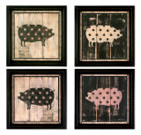 Pig Wood Sign Set of 4