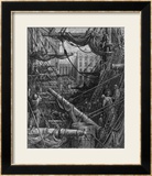 Chaotic Scene of Ships Dockers and Warehouses