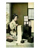Japanese Geisha Writing Letter