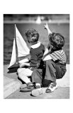 Two Boys with Sail Boat