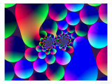 Multi-Coloured Abstract Fractal Pattern with Circular Shapes and Blobs