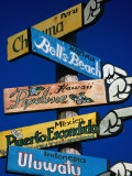 Sign Pointing to Famous Surfing Spots from Around the World  Pichilemu  Chile
