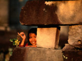 Smiling Girl at Preah Khan Temple  Angkor  Siem Reap  Cambodia