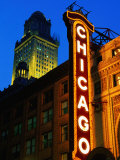 Chicago Theatre Facade and Illuminated Sign  Chicago  United States of America