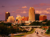 Highway with City Skyline Behind  Raleigh  USA