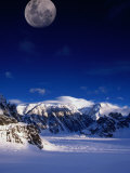 High Moon Over the Ruth Ampitheatre on Ruth Glacier  Denali National Park & Preserve  Alaska  USA