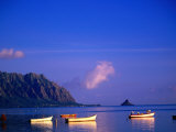 Boats on Kanehoe Bay with Chinaman's Hat in the Distance  Kaneohe  USA