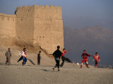 Children Playing Soccer Near Disused Fort  Kabul  Afghanistan