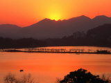 Sunset Over West Lake in Hangzhou  Hangzhou  Zhejiang  China