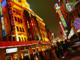 Coloured Lights on Nanjing Lu Buildings  Shanghai  China