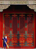 Cleaner Sweeps Steps Inside the Forbidden City  Beijing  China 