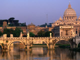 Ponte St Angelo and St Peter's Basilica  Rome  Italy