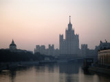 Apartment Block at Kotelnicheskaya Naberezhnaya 17/1 Reflected in River Moskva  Moscow  Russia