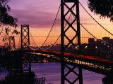 San Francisco Bay Bridge at Dusk Seen from Treasure Island  San Francisco  USA