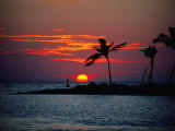 Sunset Behind Tropical Island  Maldives