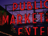 Pike Place Market Neon Sign  Seattle  Washington  USA