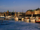 Boats on River Seen from Djurgardsbron Bridge  Stockholm  Sweden