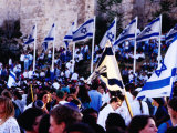 Crowd Celebrating JeruSALem Day at Western (Wailing) Wall  Jerusalem  Israel