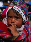 Traditionally Dressed Baby at Market  Pisac  Cuzco  Peru