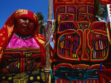 Kuna Indian Woman and Hand-Stitched Applique Textile (Mola)  Panama