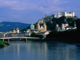 River Salzach with Hohensalzburg Fortress  Salzburg  Austria