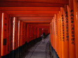 Traditional Torii with Inscription at Fushimi Inari Shrine Near Kyoto  Kyoto  Kinki  Japan