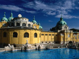 The Outdoor Swimming Pools of Szechenyi Thermal Baths in City Park  Budapest  Hungary