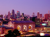 Union Station and Other City Buildings at Sunset  Kansas City  USA