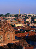 Byzantine Church in Foreground and Minaret of Suleymaniye Mosque in Background  Istanbul  Turkey