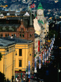 Sunset Shadow Over Karl Johan Street  Oslo  Norway