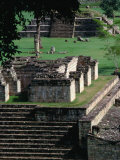 Temples 9 and 4 in the Central Square of the Maya Ruins  Copan  Honduras