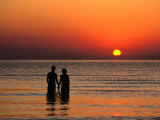Couple Holding Hands at Sunset Over the Bay of Alcudia  Mallorca  Balearic Islands  Spain