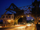 Mystic River Bascule Bridge  Lit Up at Night  Mystic  Connecticut  USA