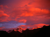 Alpenglow from Reflections off Snow Peaked Mountains  Mt Tasman  New Zealand