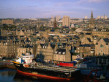 City Centre and Ship in Harbour  Aberdeen  United Kingdom