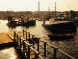 Old Fishing Boats in Port at Sunrise  Gloucester  Massachusetts  USA