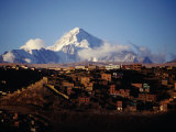 Houses with Huayna Potosi Behind  La Paz  Bolivia