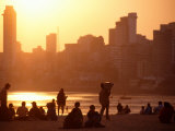 Sunset on Chowpatty Beach  Mumbai  Maharashtra  India