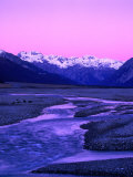 Waimakariri River Valley and Snow-Capped Mountains Behind  Arthur's Pass National Park  New Zealand
