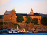 Boats Moored Below Akershus Fort and Castle  Oslo  Norway