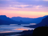 Sunrise Over Columbia River Gorge and Vista House Monument  Columbia River Gorge  USA
