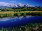 The Grand Tetons Reflected in Small Tarn  Grand Teton National Park  Wyoming  USA