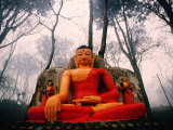 Statue of Buddha on Svayambhu Hill in Kathmandu Valley  Swayambhunath  Bagmati  Nepal