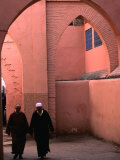Two Men Walking along a Covered Street in the Medina  Marrakesh  Morocco