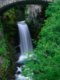 Christine Falls Through the Arch of a Stone Bridge  Mt Rainier National Park  USA
