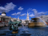 Fountain in Trafalgar Square  London  Uk