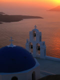 Blue-Domed Church at Sunset  Fira  Santorini Island  Southern Aegean  Greece
