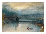 Lucerne by Moonlight: Sample Study  Circa 1842-3  Watercolour on Paper