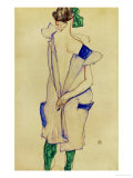 Standing Girl in Blue Dress and Green Stockings  1913
